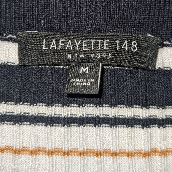 Lafayette 148 Striped Silk Blend Top Size Medium - Picture 5 of 8